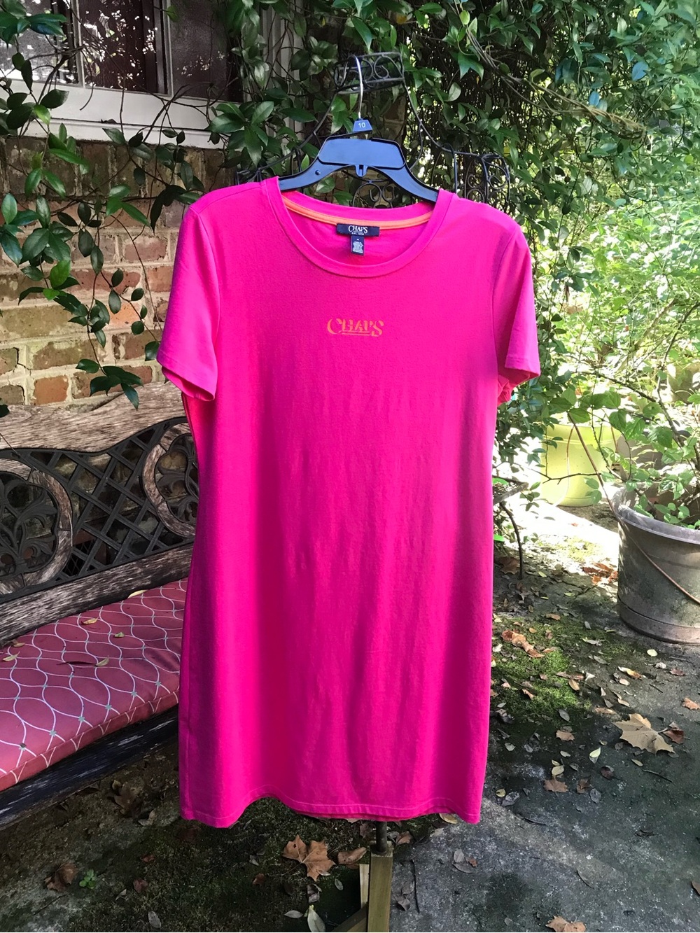 Chaps- HOT PINK COTTON KNIT DRESS- Size Medium- NWOT